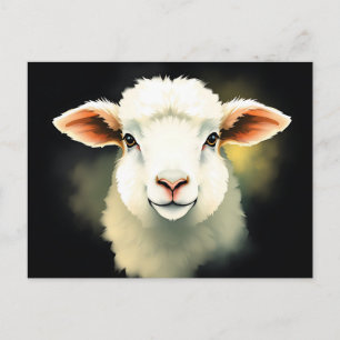 Lamb Ansikte med Abstrakt Strokes Vykort