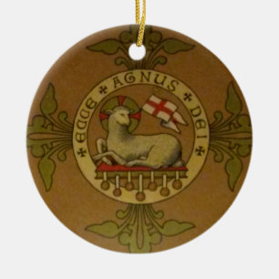 Lamb av guden Ecce Agnus Dei Julgransprydnad Keramik