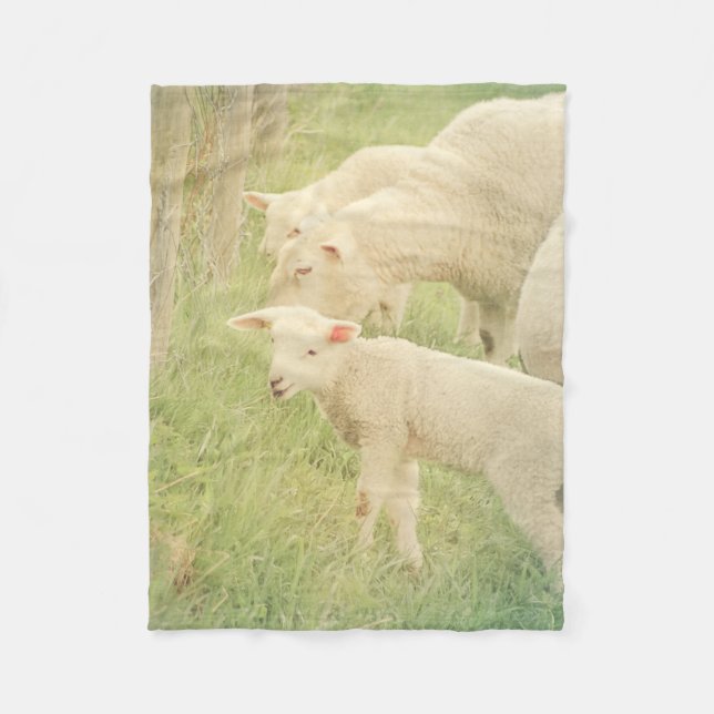 Lamb Baby djur Sheep Fleecefilt (Framsidan)