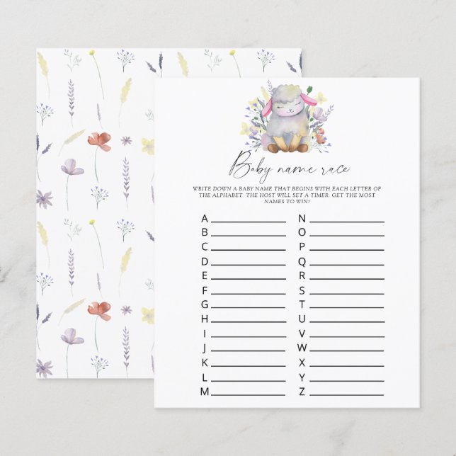 Lamb - Baby namn tävling (Fram/baksida)