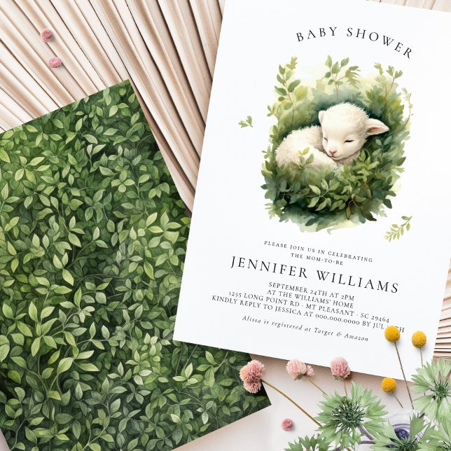 Lamb Baby Shower Gender Neutral-inbjudningar (Skapare uppladdad)