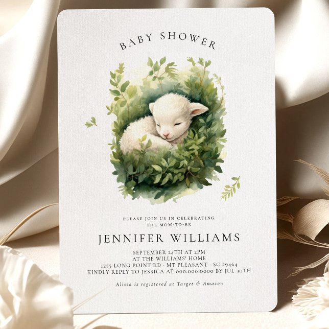 Lamb Baby Shower Gender Neutral-inbjudningar Inbjudningar (Skapare uppladdad)