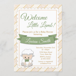 Lamb Baby Shower-inbjudan Neutralt Baby Lamb Inbjudningar