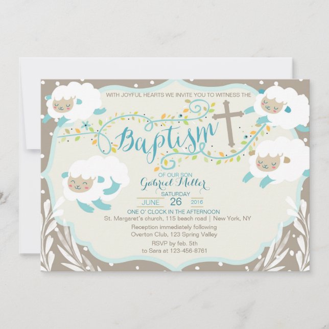 Lamb Baptism-inbjudan Inbjudningar (Framsida)