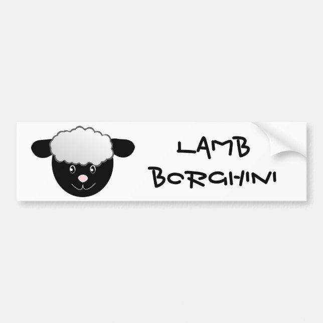 Lamb Borghini lustigt Sheep Pun Bildekal (Framsidan)