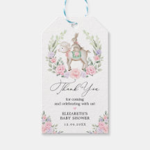 Lamb & Bunny Rabbit Rosa Lila Blommigt Baby Shower