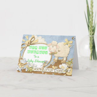 Lamb för baby showerinbjudangrönt lite inbjudan