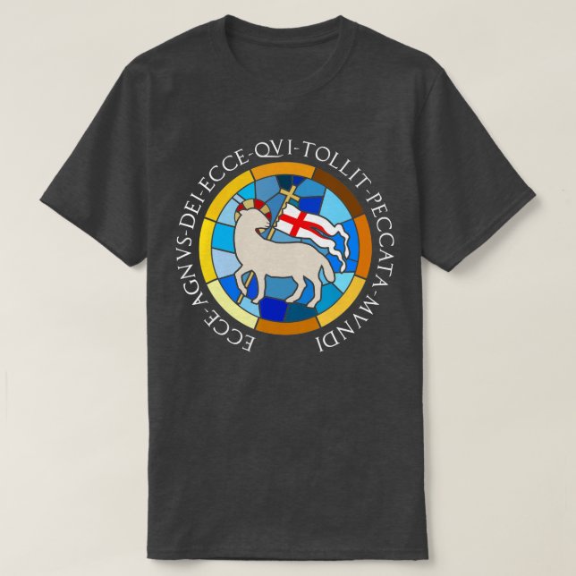 Lamb från gud Agnus Dei Bible citerar katolska Pås T Shirt (Design framsida)