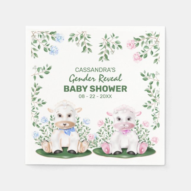 Lamb Gender Reveal Baby Shower Pappersservett (Framsidan)
