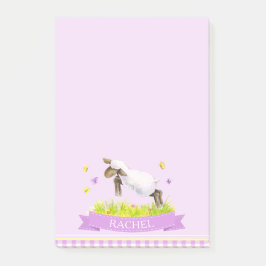 Lamb hoppar över sött stollig-lila post-it block