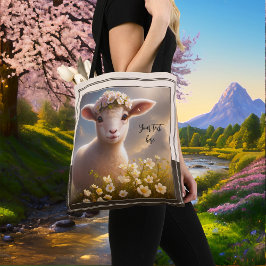 Lamb i Vår Fält med blommor Tygkasse
