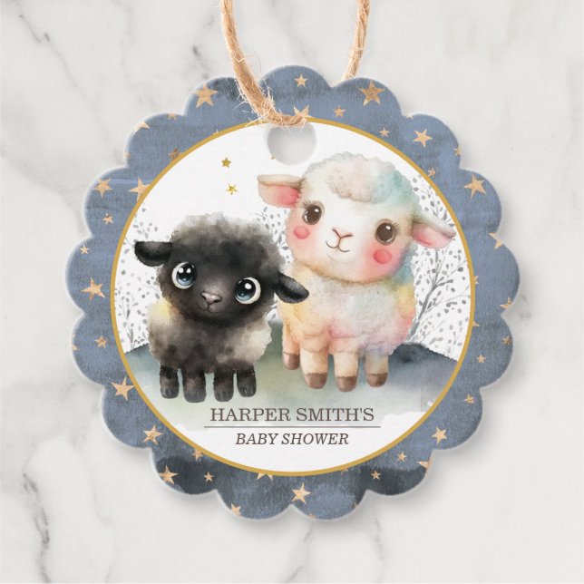 Lamb Kön Neutral babystötare Gåvor Etiketter (Framsida)