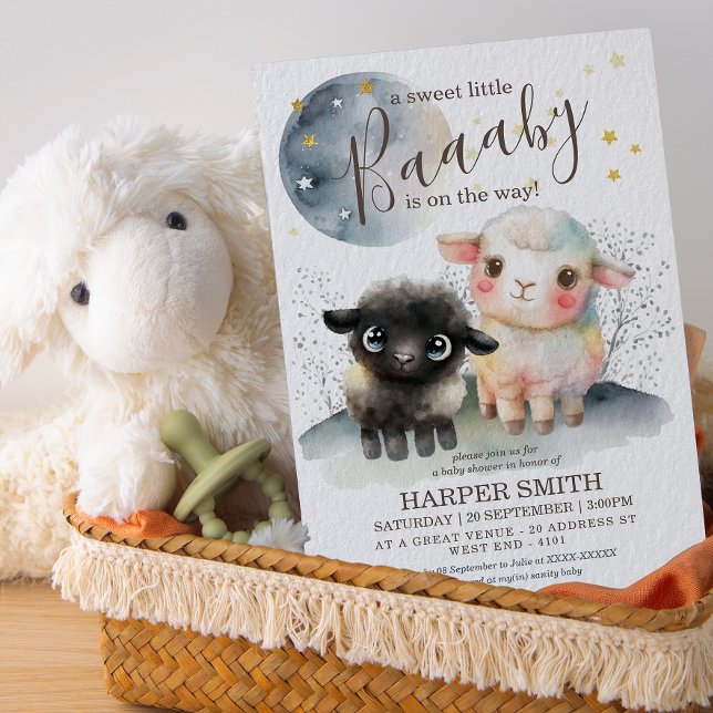 Lamb Kön Neutral babystötare Inbjudningar (Skapare uppladdad)