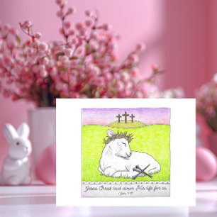 Lamb Krona of Thorns inspirational vycard Vykort