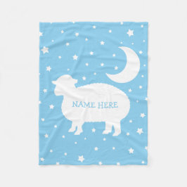 Lamb Måne & Stars Baby blue & White Fleecefilt