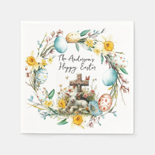 Lamb med ägg av typ Crosss I och blommigt Påsk Pappersservett