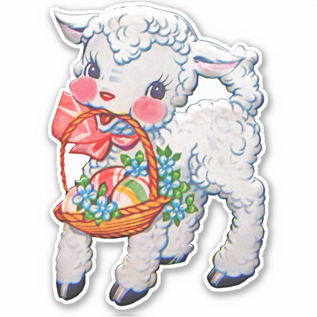 Lamb med Basket vinylmärkning Klistermärken (Framsida)
