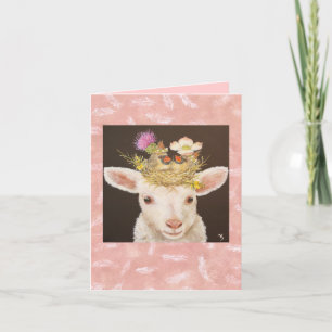Lamb med två baby-kardinalnotecard kort