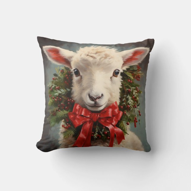 LAMB n WREATH CHRISTMAS PILLOW Kudde (Framsida)