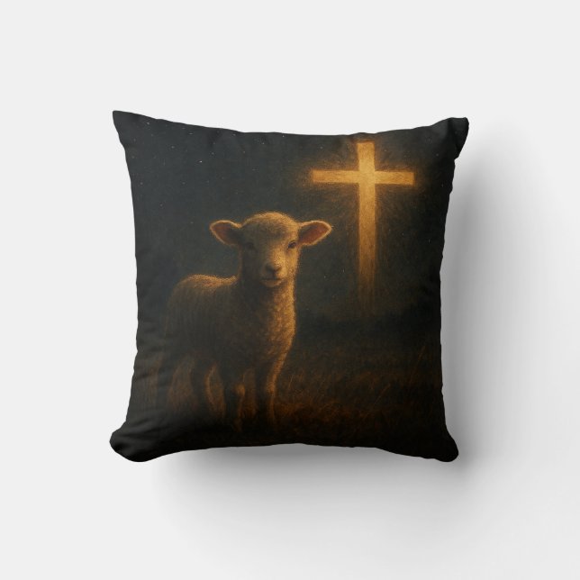 Lamb och Kor Christian Nght Art Print Pillow Kudde (Framsida)