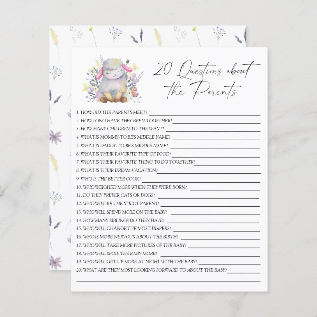 Lamb - Party | 20 frågor om föräldrar (Fram/baksida)