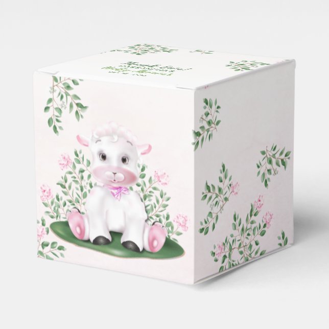 Lamb Rosa ros Blommigt Baby Shower Presentaskar (Framsidan Sidan)