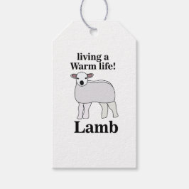 Lamb som lever en varm livstid och en fin lampa presentetikett