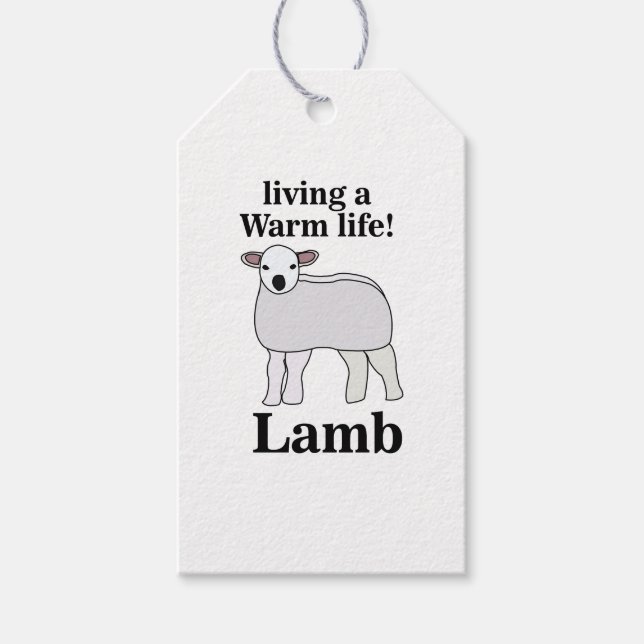 Lamb som lever en varm livstid och en fin lampa presentetikett (Framsidan)