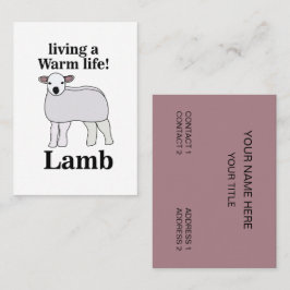 Lamb som lever en varm livstid och en fin lampa visitkort