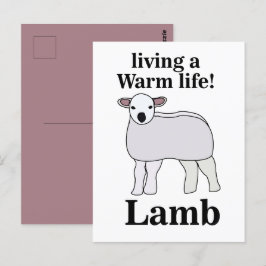 Lamb som lever en varm livstid och en fin lampa vykort