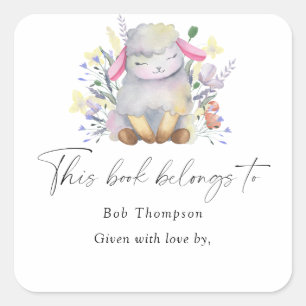 Lamb - tillhören bok till fyrkantigt klistermärke