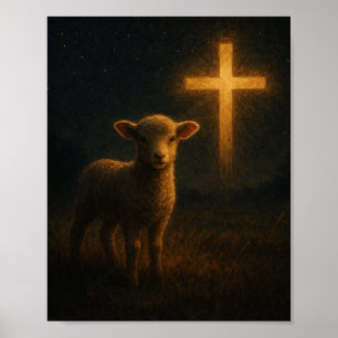 Lamb under den kristna nattscenkonsten i Kor Poster