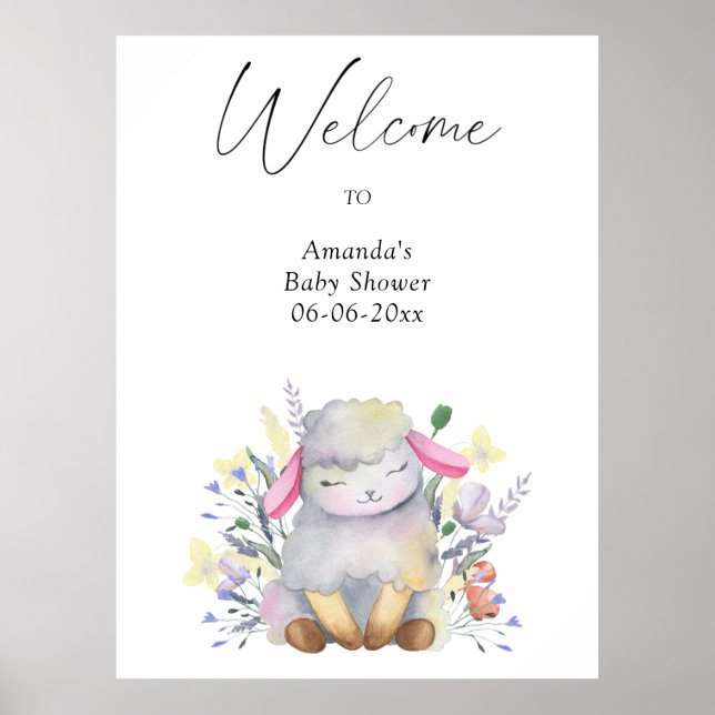 Lamb - välkommen babydusch party poster (Framsidan)