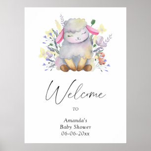 Lamb - välkommen babydusch party poster