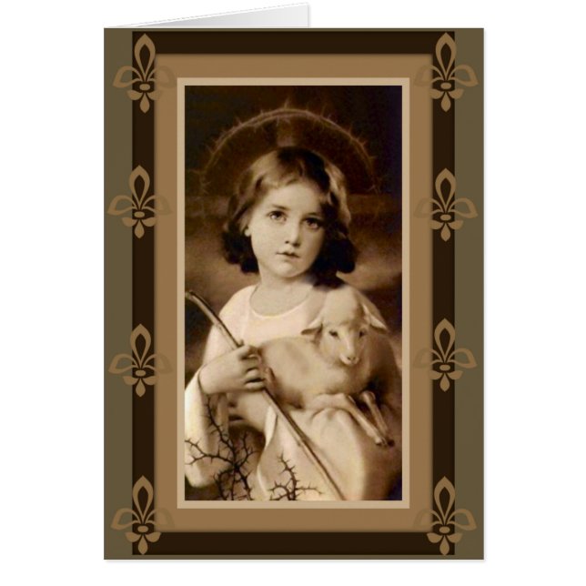 Lamben för pojken för det Jesus Kristusbarnet Hälsningskort (Framsidan)