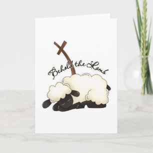 Lamben med crucifixen skådar lamben helgkort
