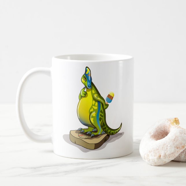 Lambeosaurus står på en . kaffemugg (Med munk)