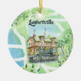 Lambertville New Jersey Karta Julgransprydnad Keramik