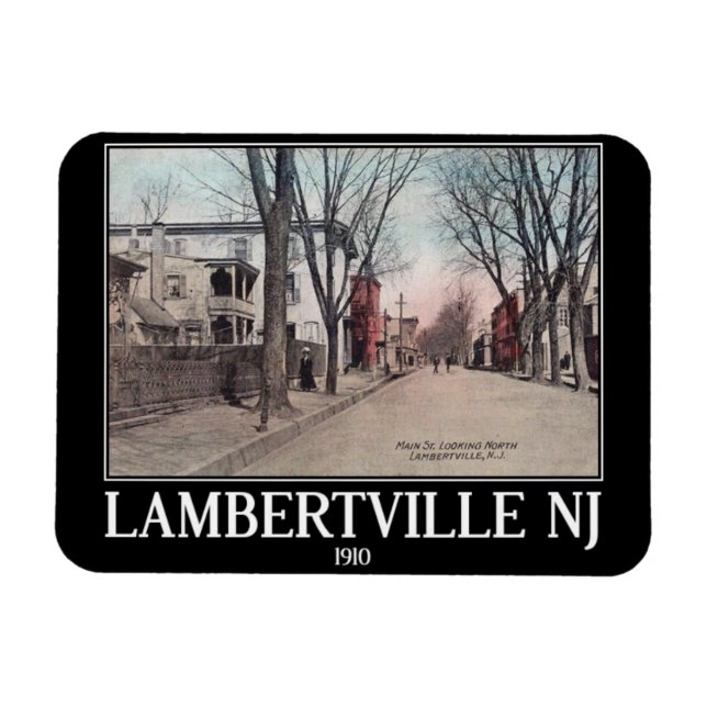Lambertville NJ, Main Street, 1910, Vintage Stil Magnet (Horisontell)