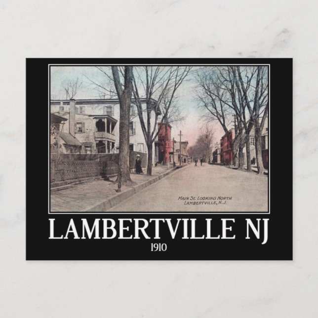 Lambertville NJ, Main Street, 1910, Vintage Vykort (Framsida)