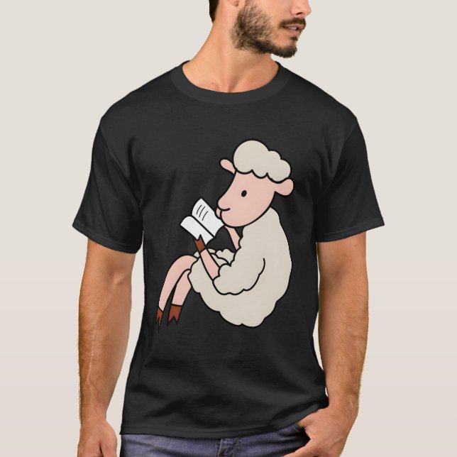 Lambläsning av Bokar litteraturfår T Shirt (Framsida)