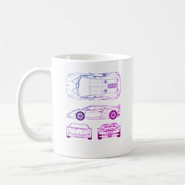 Lambo blueprint t-shirt kaffe mugg (Vänster)