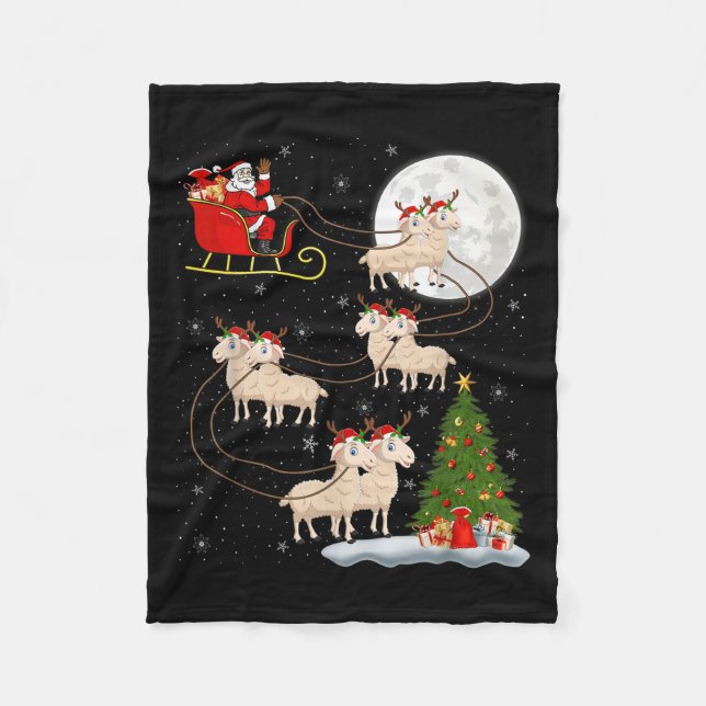 Lambs Sheep Santa Sleigh Flies Funny Magic Chri Fleecefilt (Framsidan)