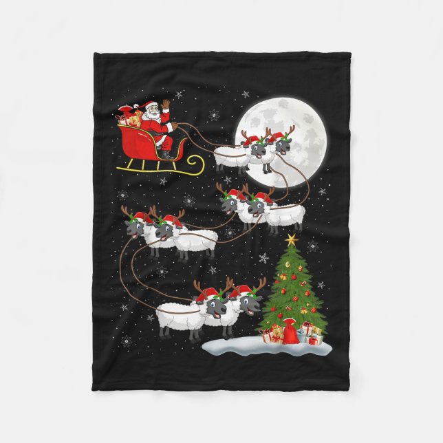 Lambs Sheep Santa Sleigh Flies Funny Magic Chri Fleecefilt (Framsidan)