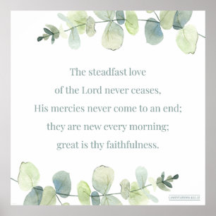 Lamentation 3:22-23, Bläck versionsutskrift, Stead Poster