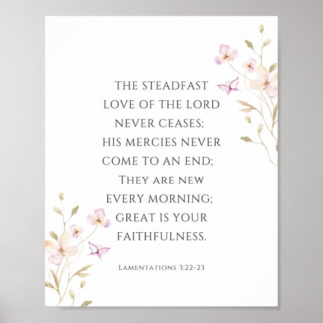 Lamentations 3:22-23 Steadfast Kärlek av Herren Poster (Framsidan)
