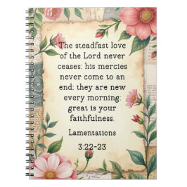 Lamentations 3:22–23 Vintage Floral Design  Anteckningsbok
