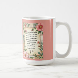 Lamentations 3:22–23 Vintage Floral Design  Kaffemugg