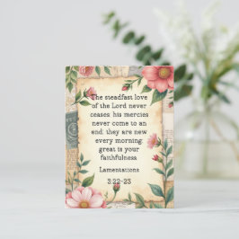 Lamentations 3:22–23 Vintage Floral Design  Vykort