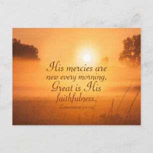 Lamentations 3:22 Hans meriter är nya, Bible Verse Vykort